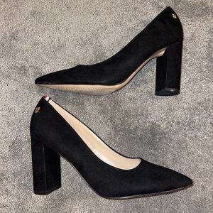 Tommy Hilfiger Block Black Suede Heels Size 7.5